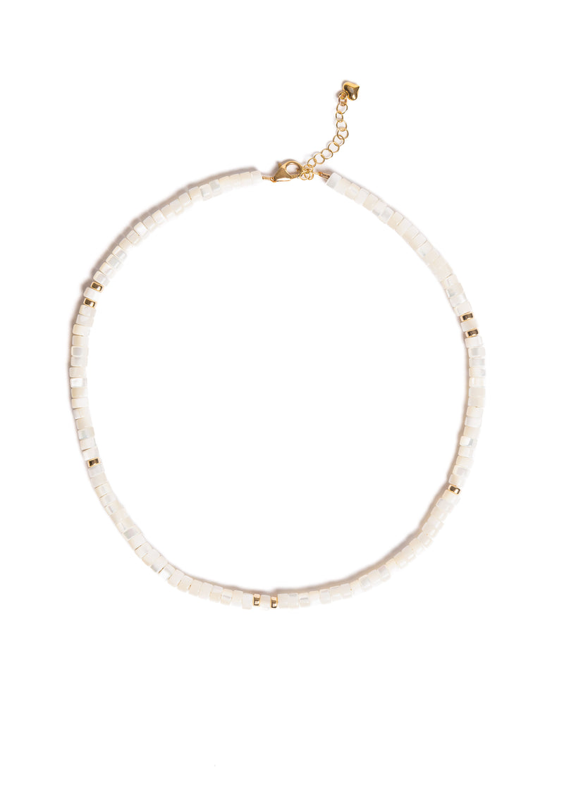 Mother of Pearl with Gold Beads Choker