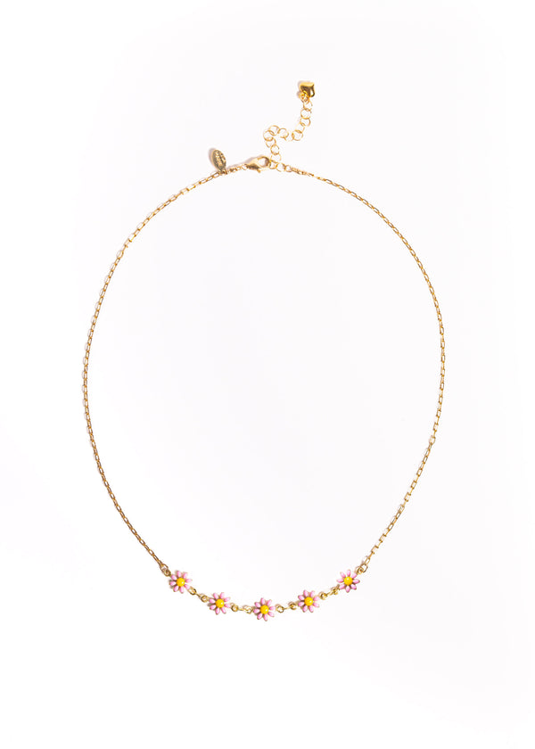 Pink Daisies Chain Necklace