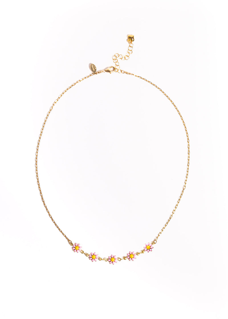 Pink Daisies Chain Necklace