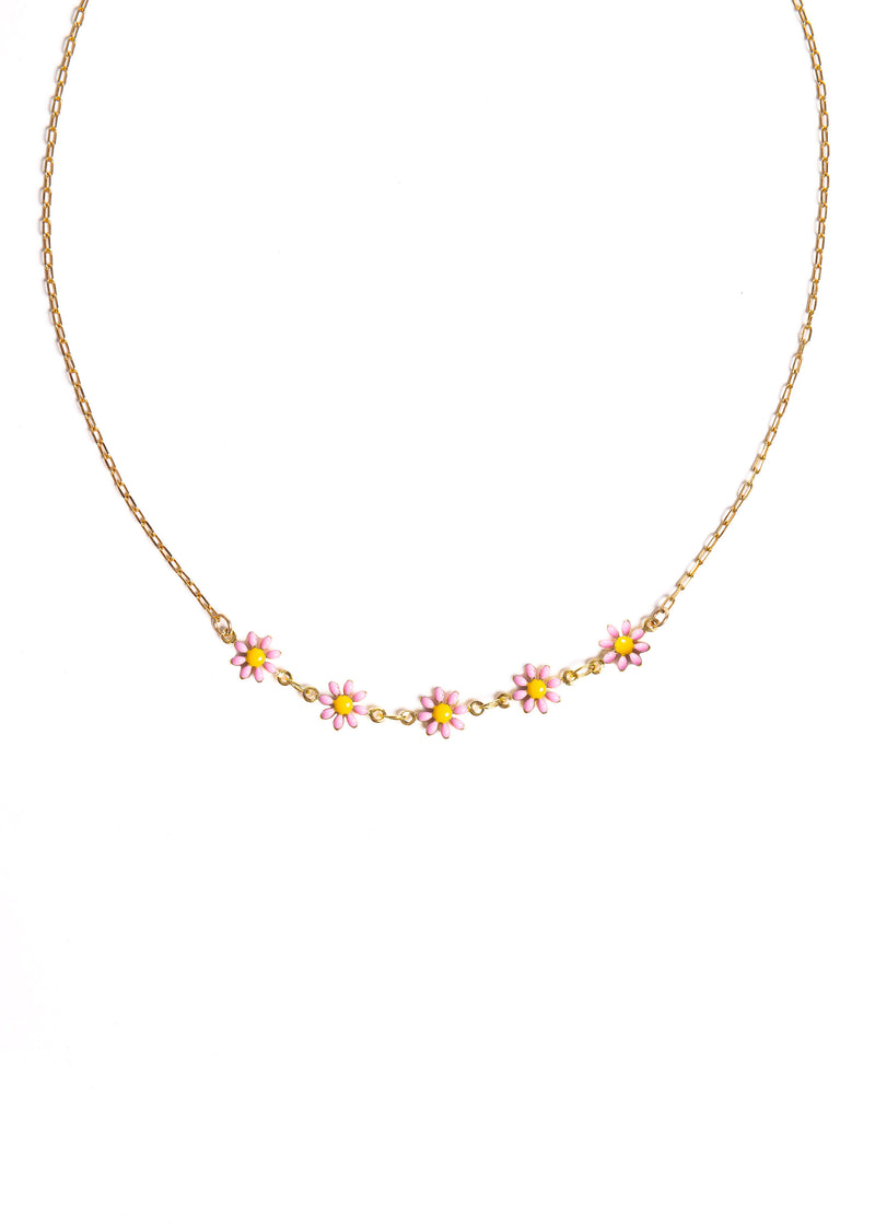 Pink Daisies Chain Necklace