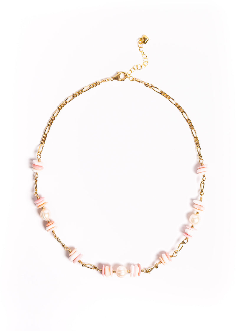 Pink Conch Shell with Pearls Necklace