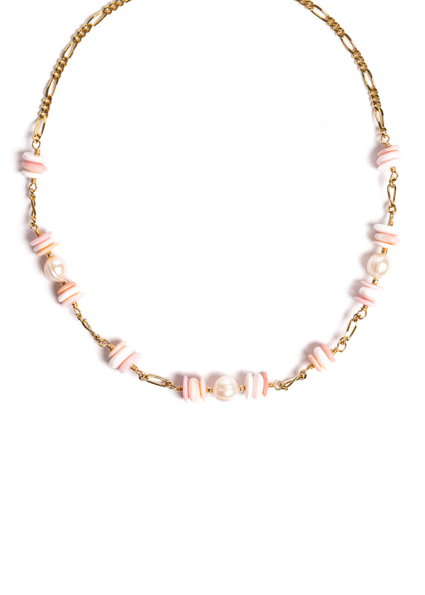 Pink Conch Shell with Pearls Necklace