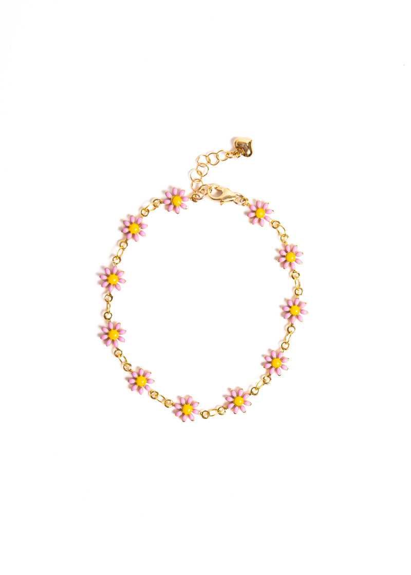 Pink Daisies Chain Bracelet