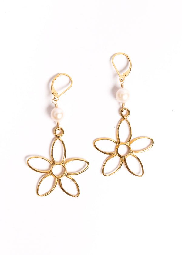 Cultured Pearls & Flower Earrings