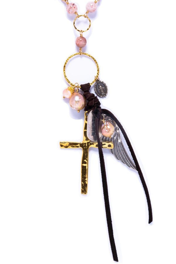 Pink Faith Cross Necklace