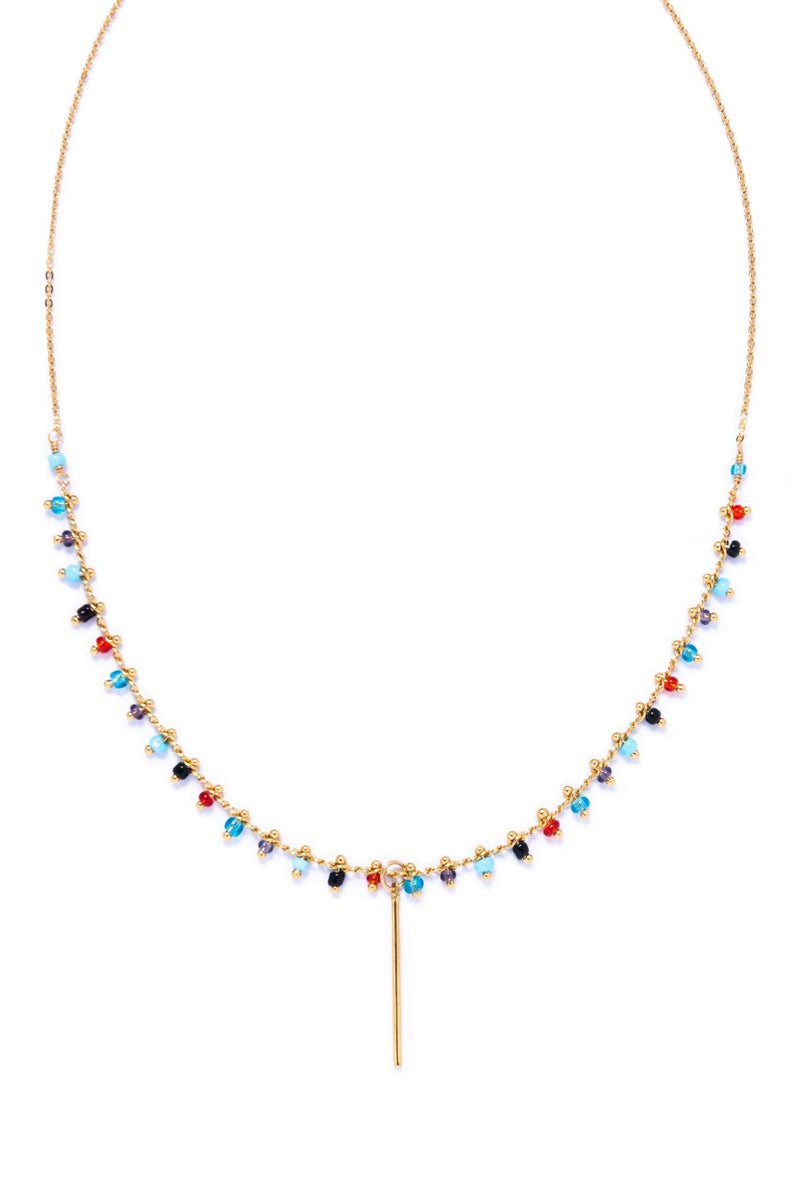 Assorted Beads with Dangling Bar Choker