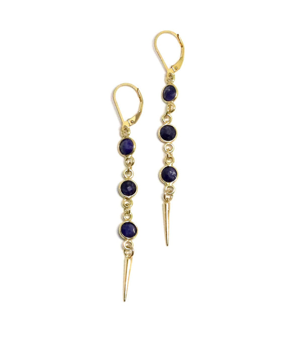 3 Tier Lapis and Spike Earrings