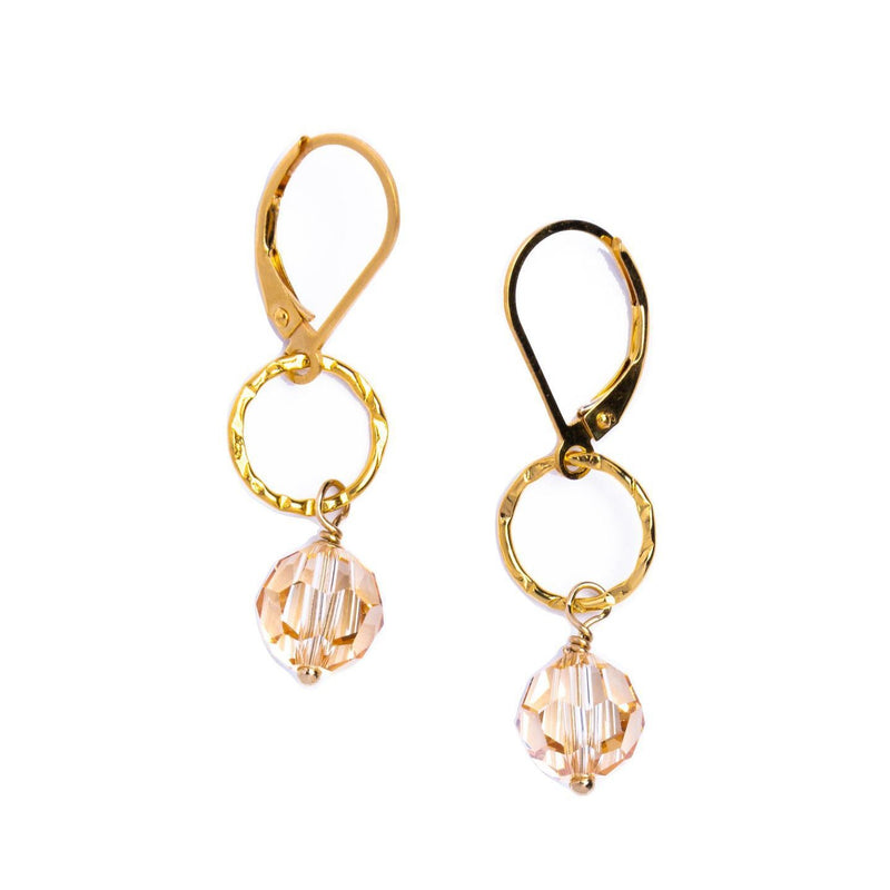 Tan Swarovski Crystal Hoop Earrings