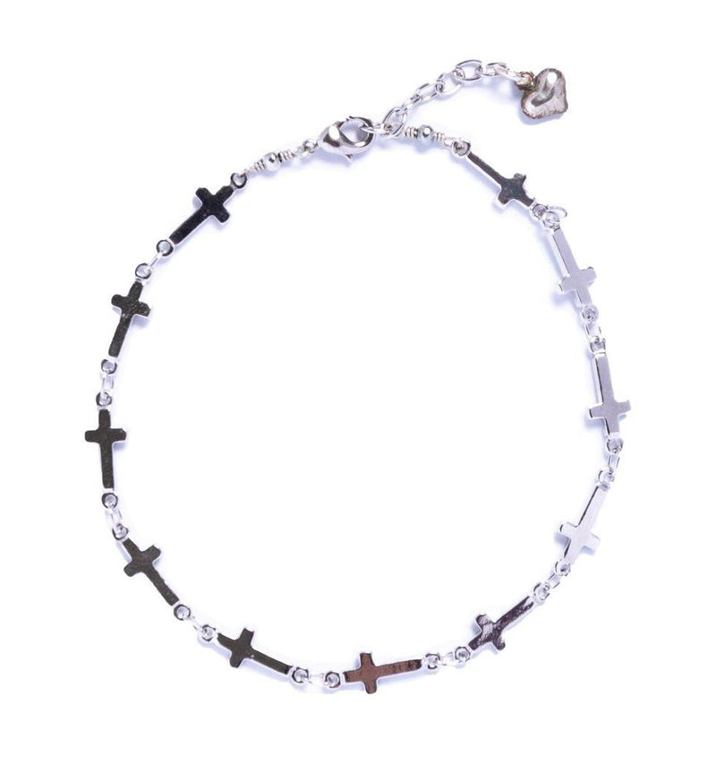 Silver Cross Chain Bracelet