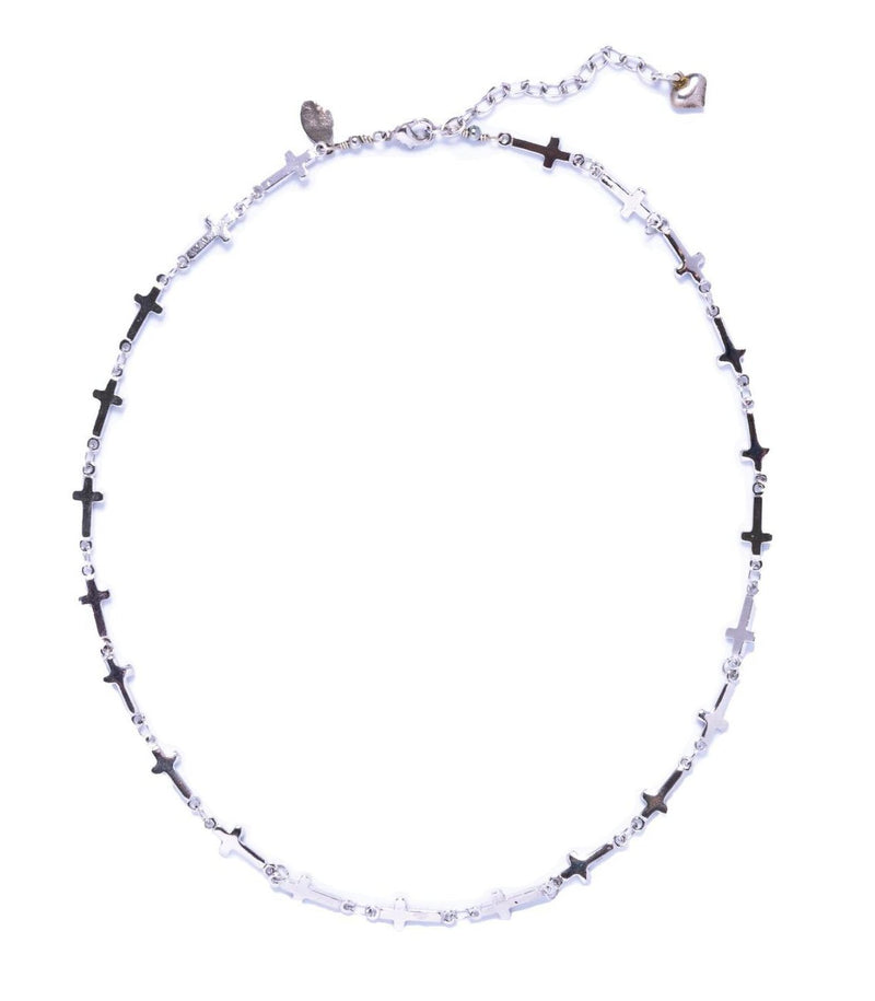 Silver Cross Chain Choker