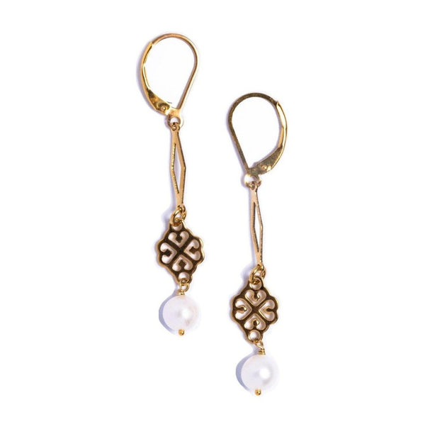 Long Drop Pearl Earrings