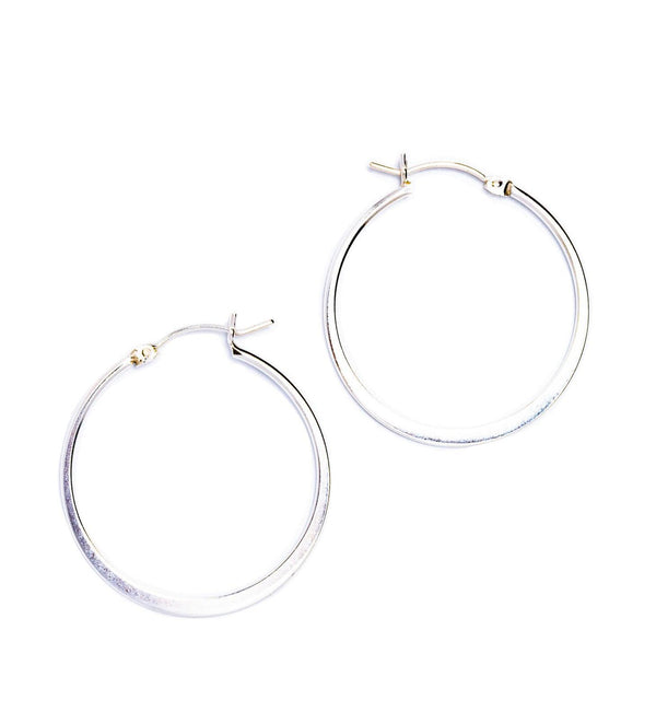 Large Flat Silver Hoops