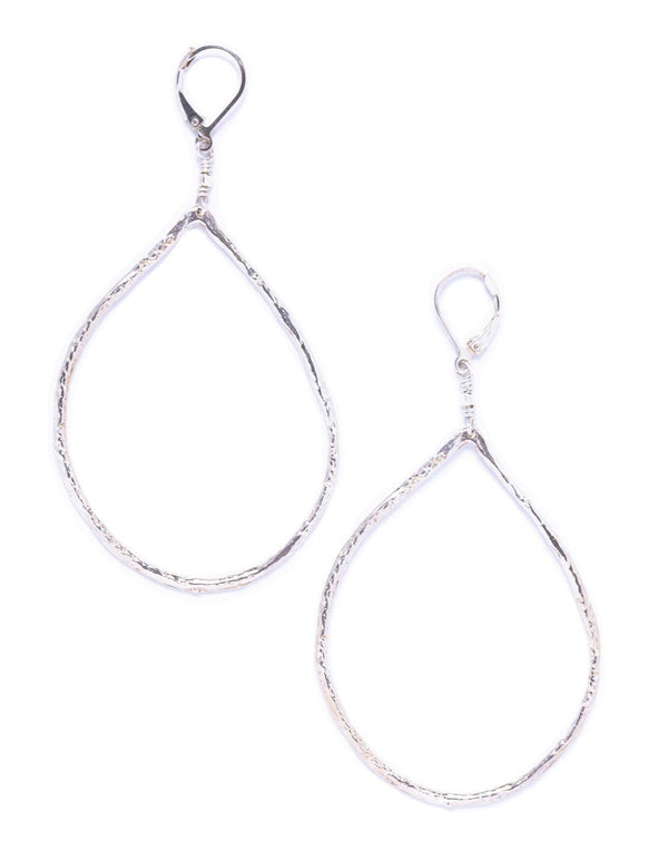 Large Silver Teardrop Hoops