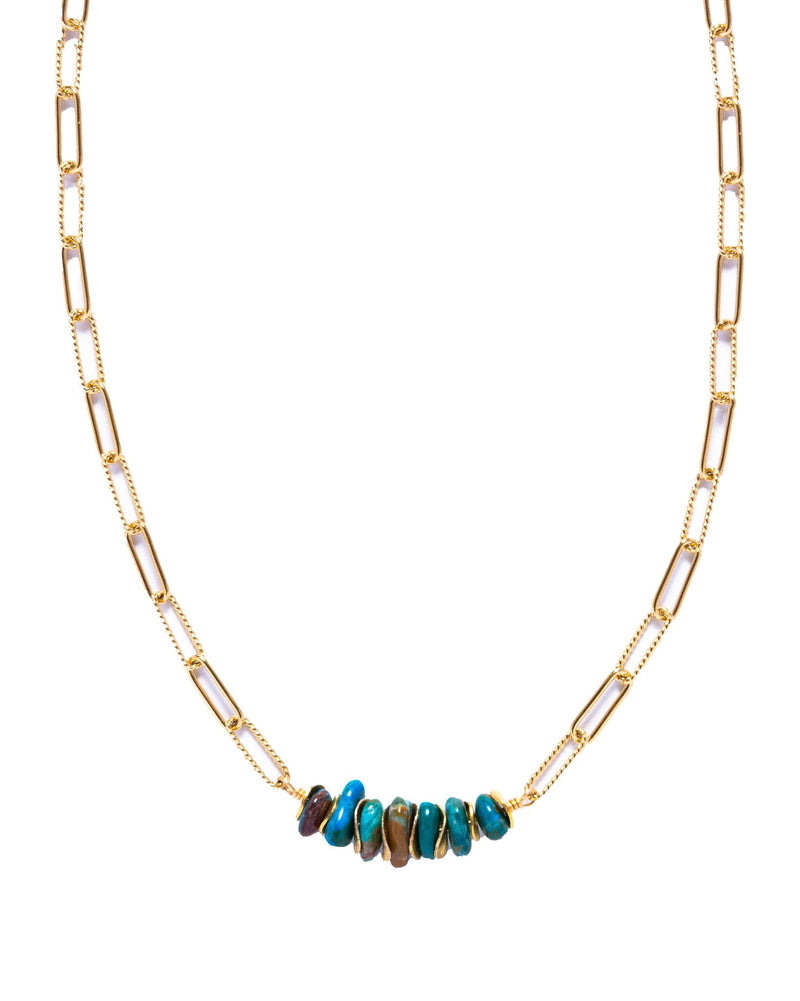 Opal Turquoise,Selene Hammered Necklace