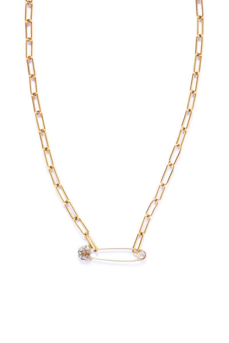 CZ Safety Pin Necklace