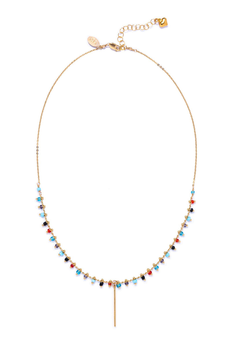 Assorted Beads with Dangling Bar Choker