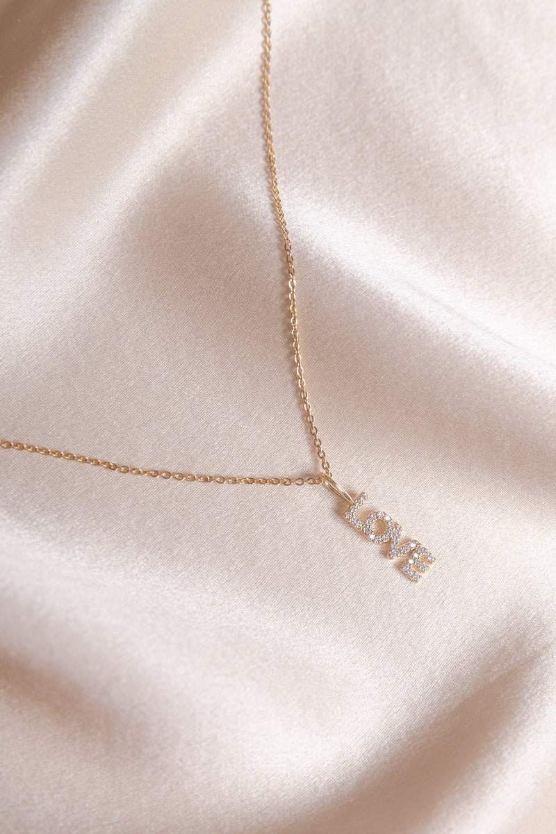 CZ "Love" Charm Necklace