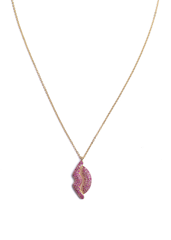 Pink CZ Lips Necklace