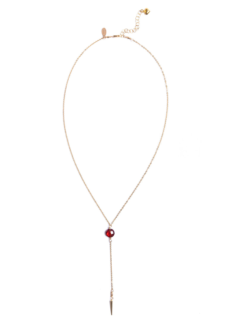 Rosary Style Red Quartz with Spike Necklace