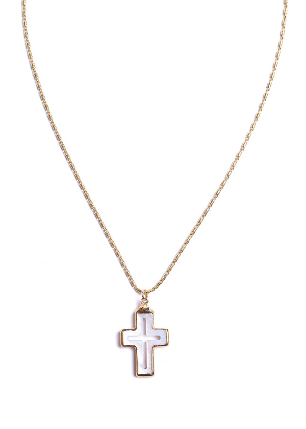 Mother of Pearl Cross Necklace