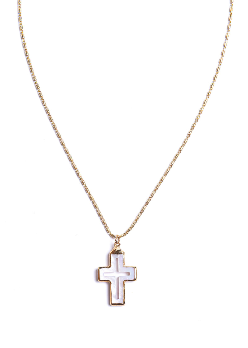 Mother of Pearl Cross Necklace