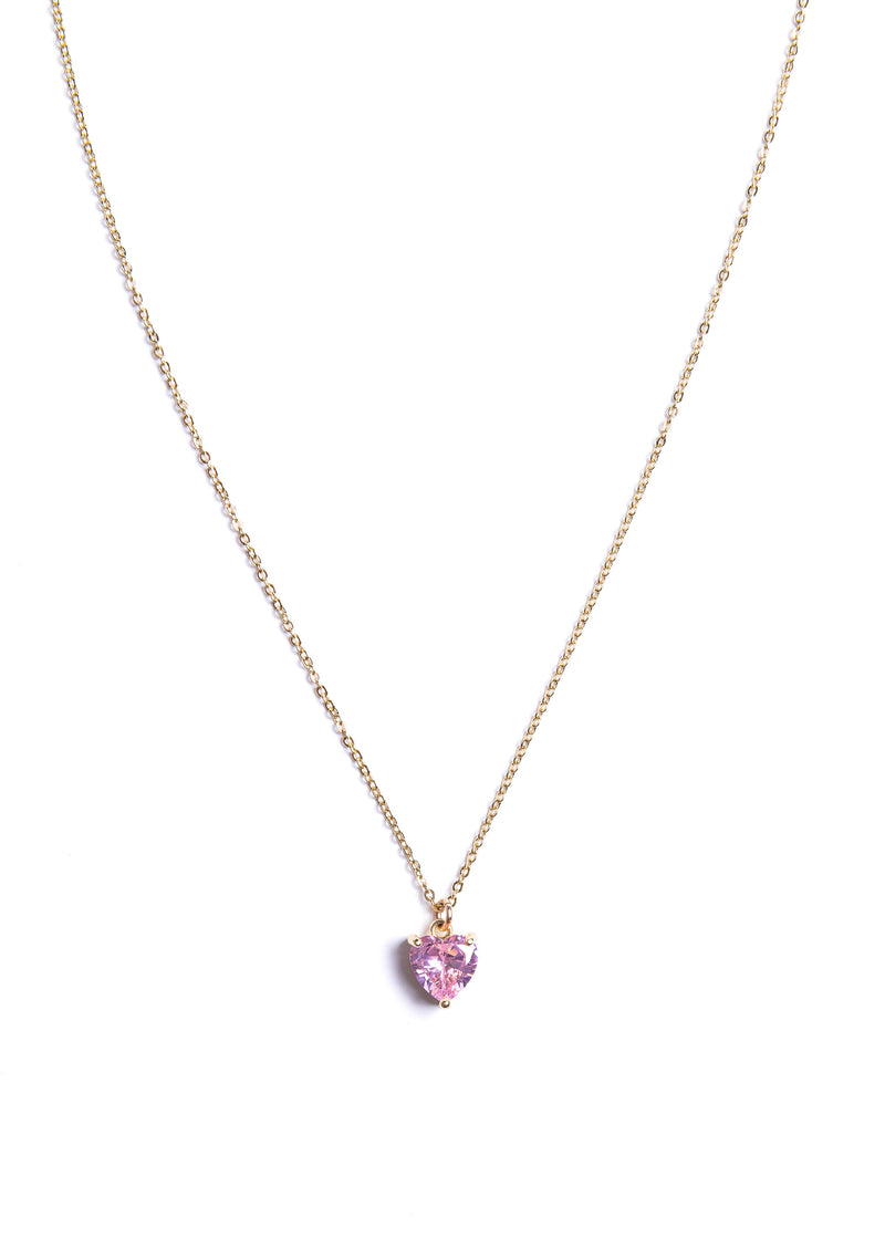 Light Pink CZ Heart Necklace