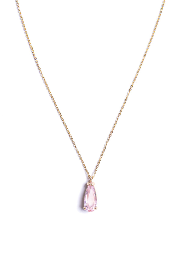 Pink Teardrop CZ Necklace