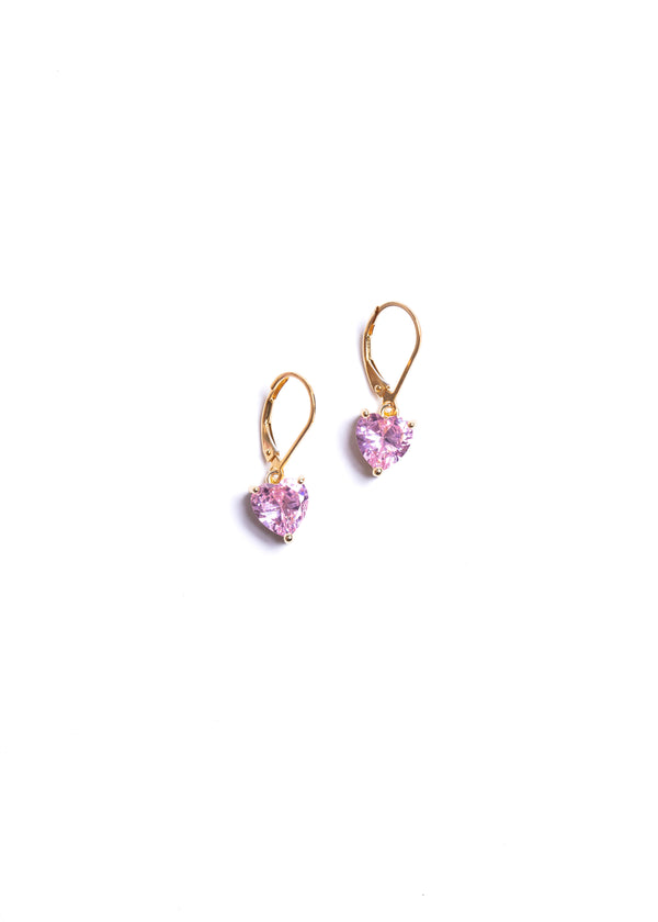 Light Pink CZ Heart Earrings