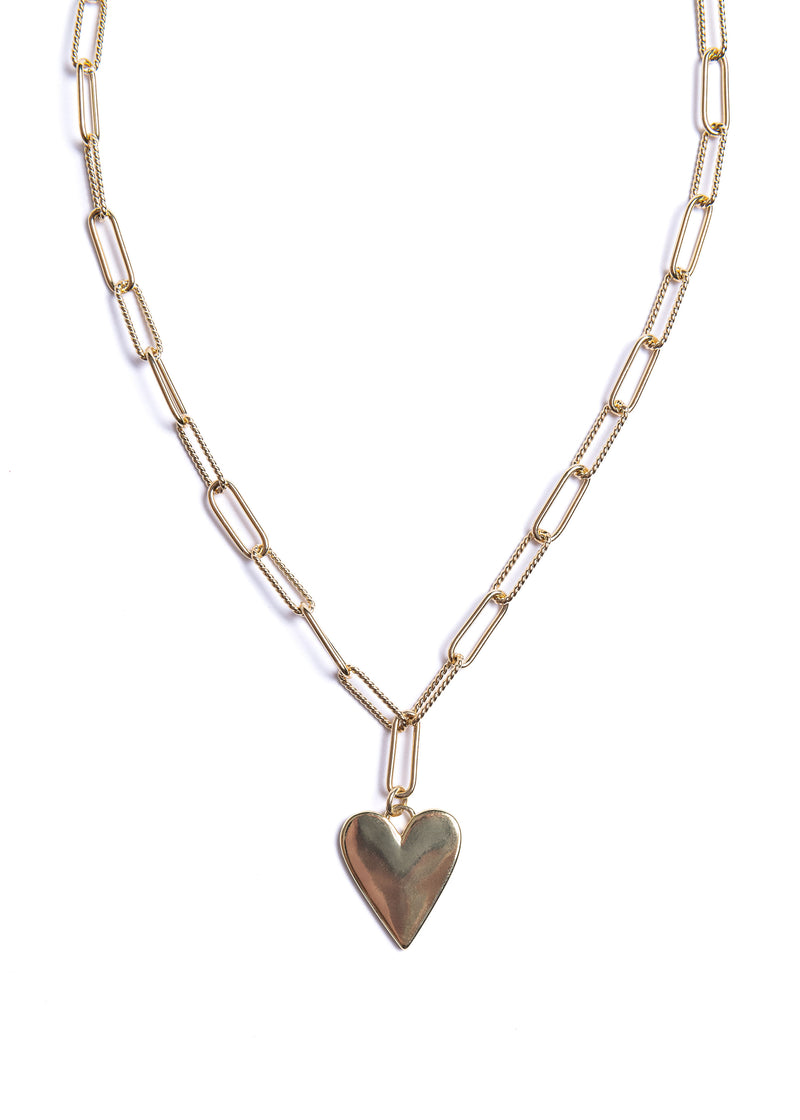 White Heart with Selene Hammered Chain Necklace