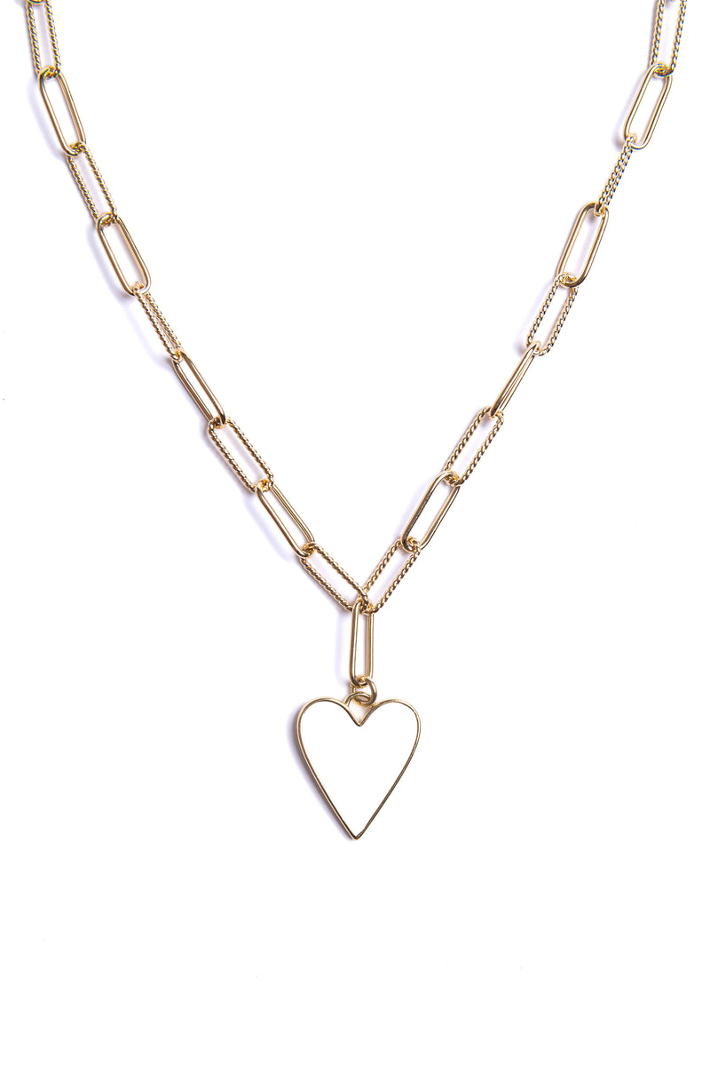 White Heart with Selene Hammered Chain Necklace