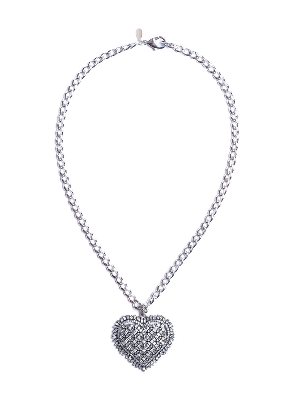 Silver CZ's Heart Necklace