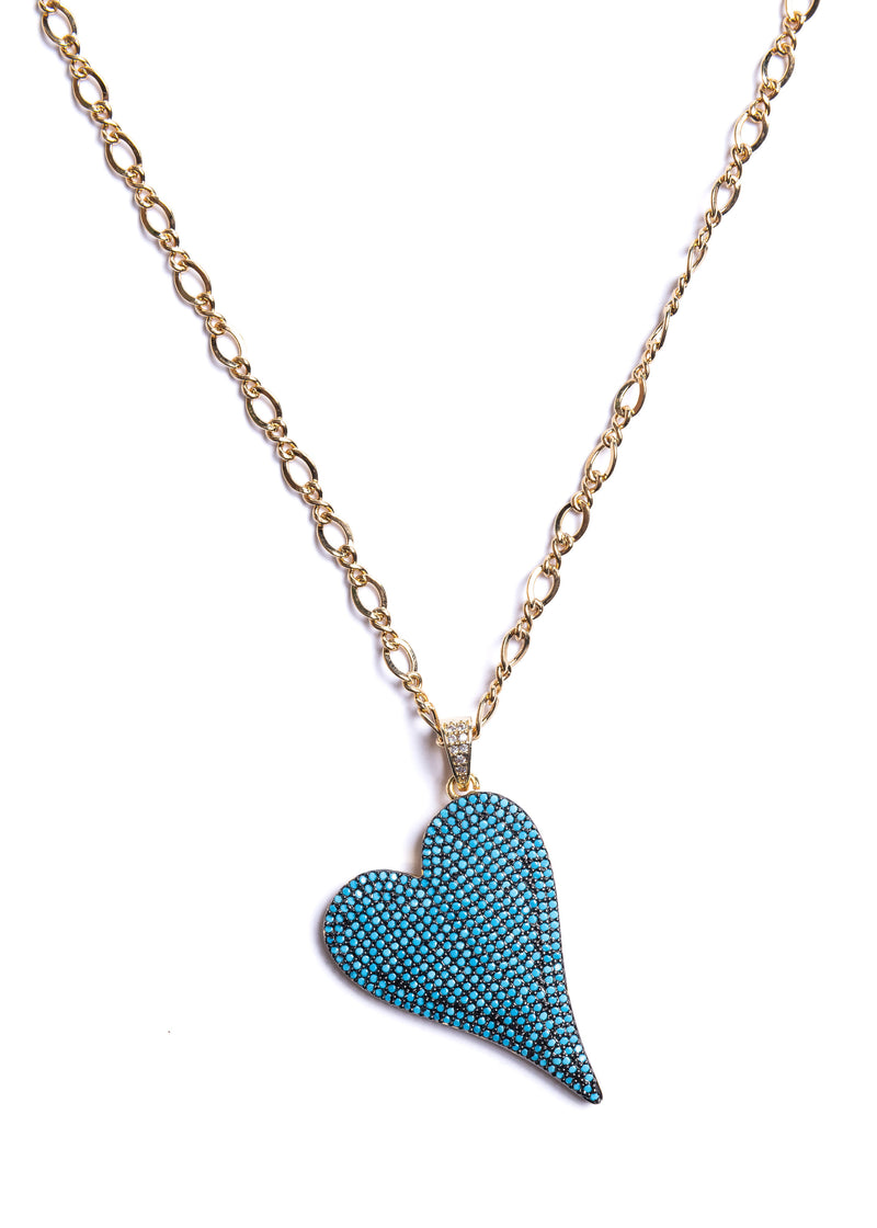 Long CZ Heart Necklace