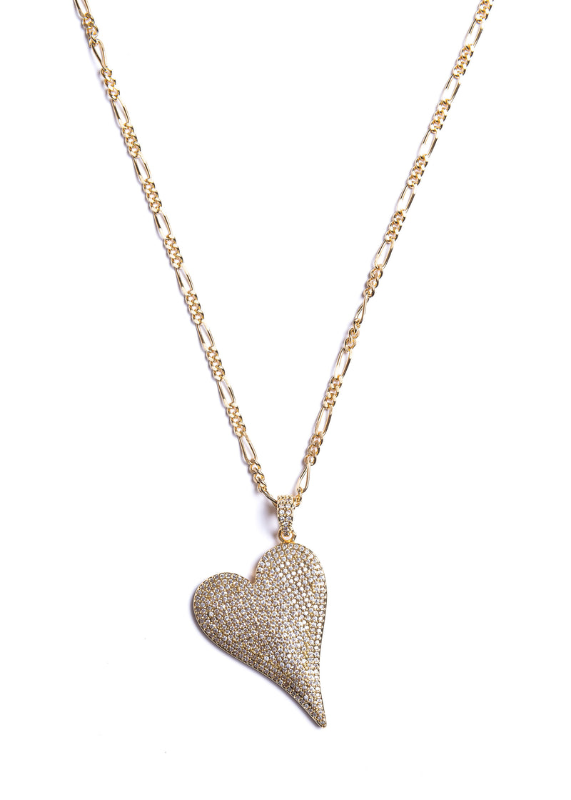 Long CZ Heart Necklace