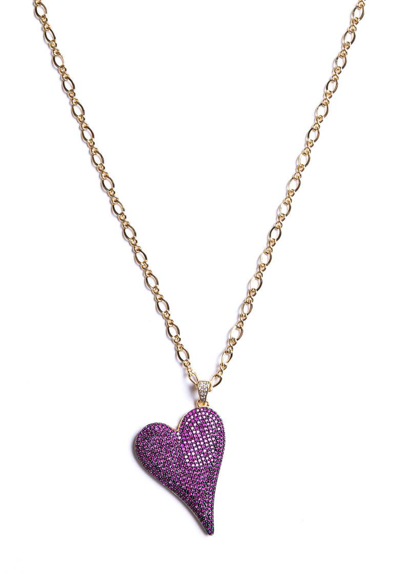 Long CZ Heart Necklace