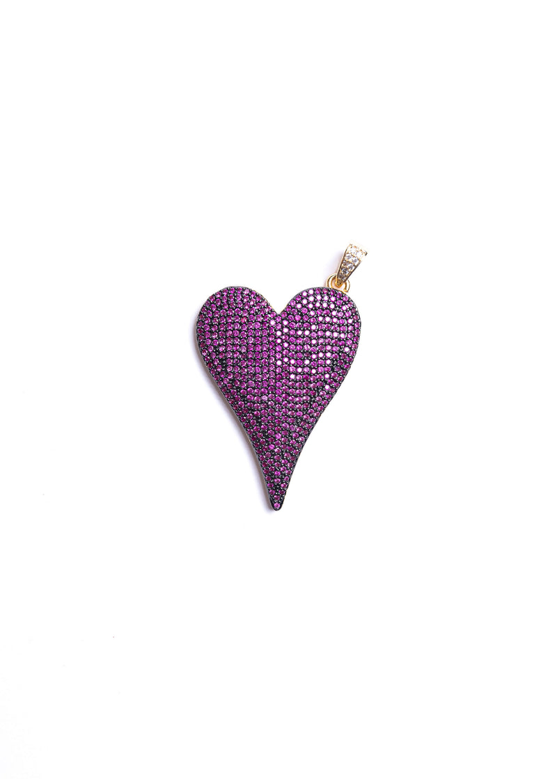 Long CZ Heart Necklace