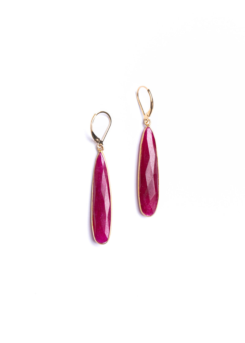 Long Red Ruby Earrings