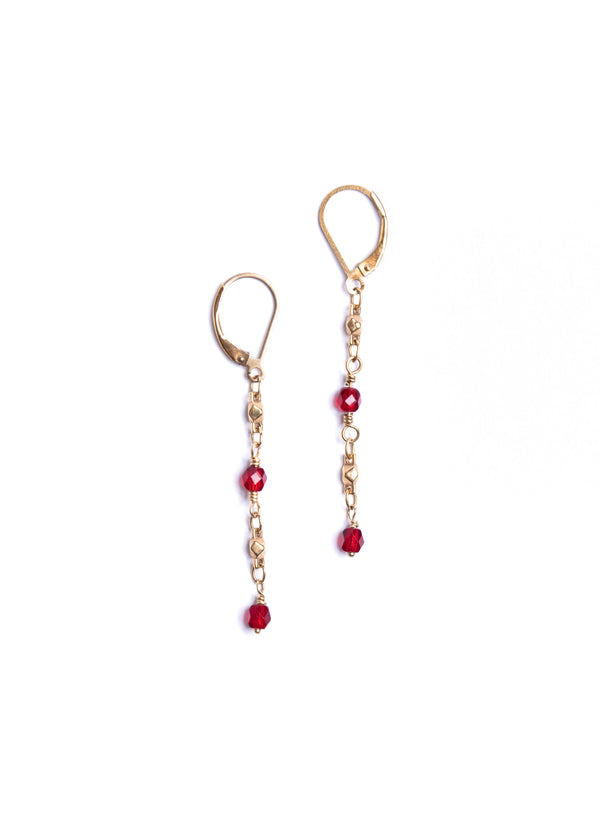 Red Crystal Chain Earrings