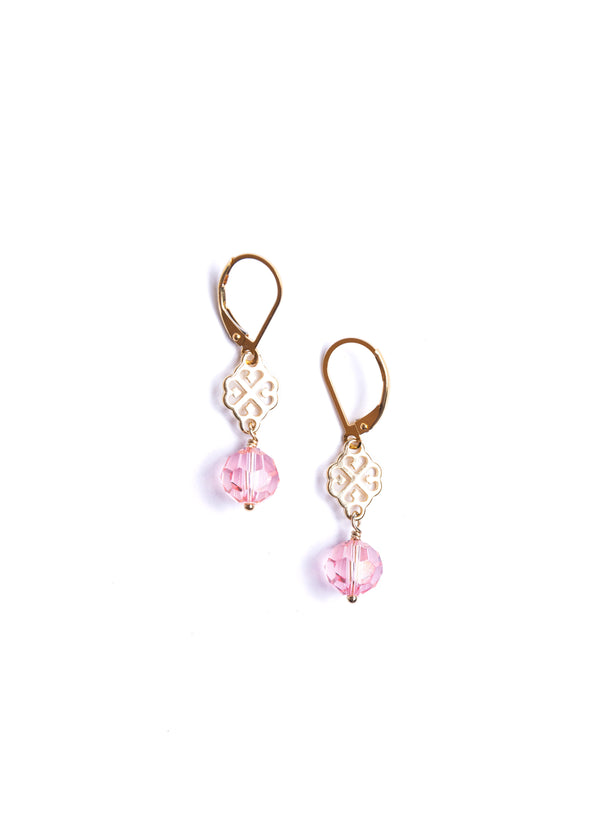 Pink Swarovski Crystal Earrings