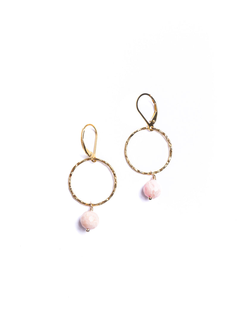 Pink Opal Hoop Earrings