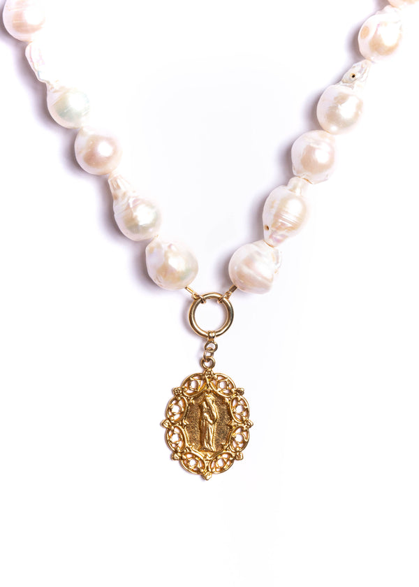 Miraculous Mary & Pearls Statement Necklace