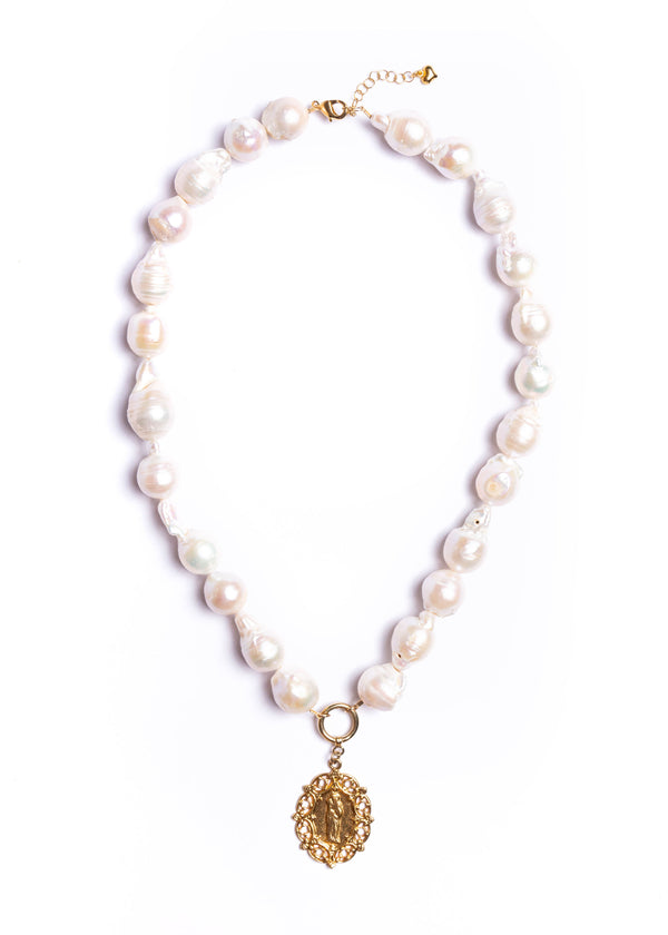 Miraculous Mary & Pearls Statement Necklace