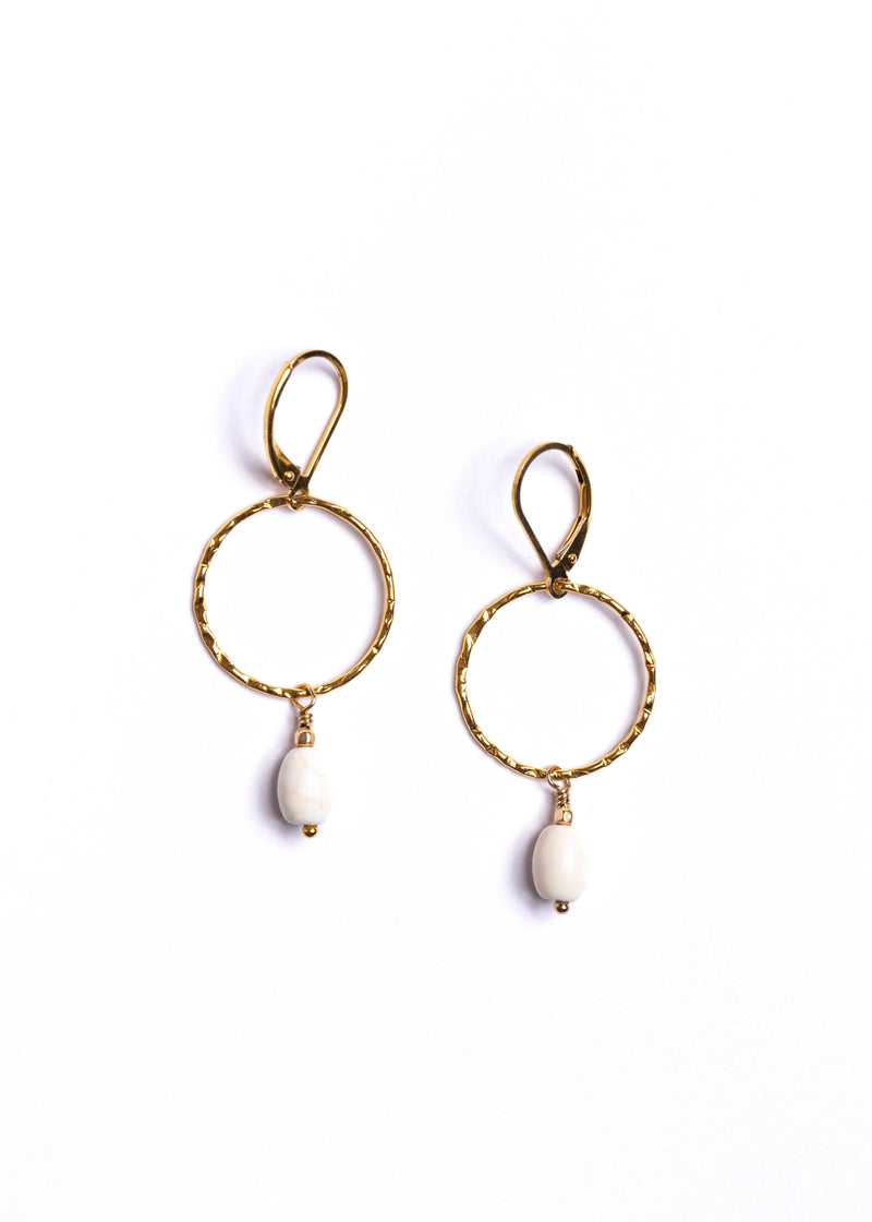 White Turquoise Hoop Earrings