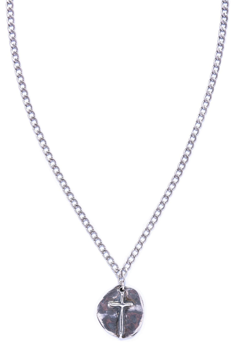 Sterling Silver Coin Cross Necklace