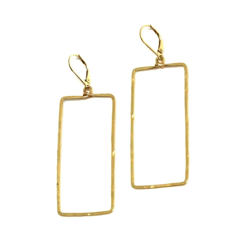 Large Gold Rectangle Earrings