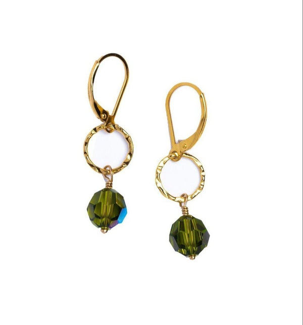 Green Swarovski Crystal Hoop Earrings