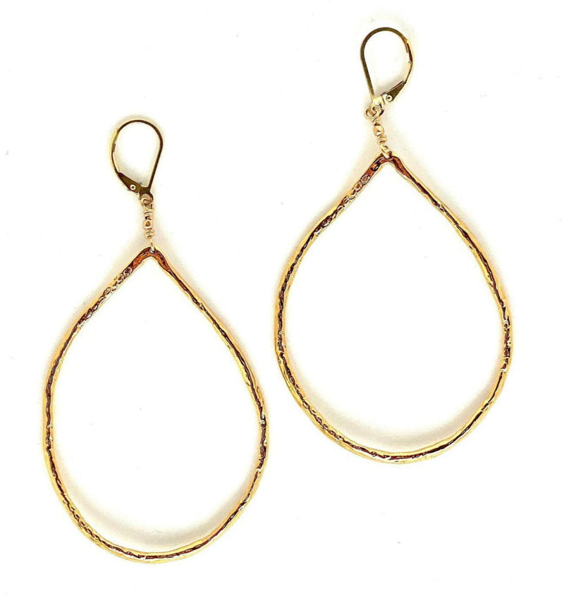 Large Gold Teardrop Hoops Earrings