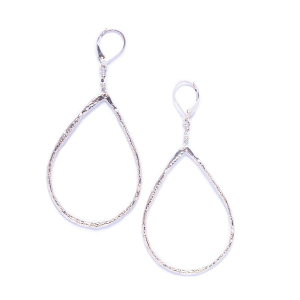 Medium Silver Teardrop Hoop Earrings