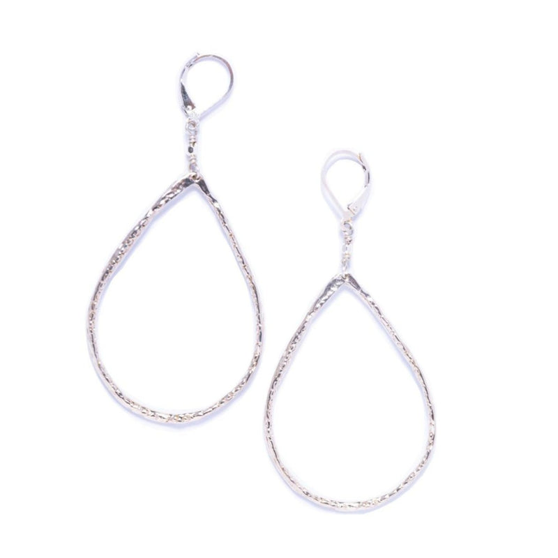 Medium Silver Teardrop Hoop Earrings