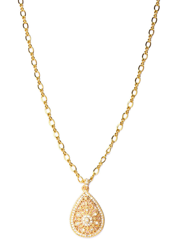 CZ Teardrop Flower Necklace