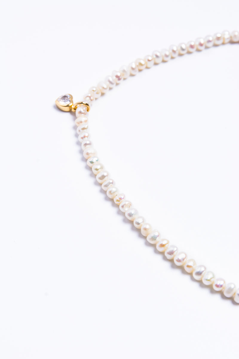 CZ Heart & Pearls Choker